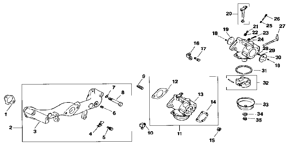 Carburetor Diagram and Parts List for MV18S-58556  Kohler Engine