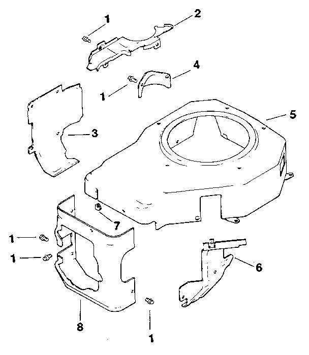 Blower Housing And Baffles Diagram and Parts List for CV125S-1247  Kohler Engine