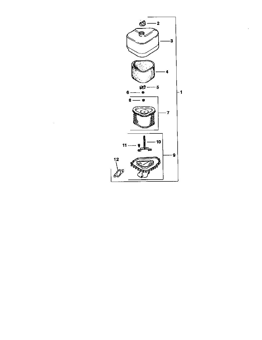 Air intake Diagram and Parts List for CV155S-41596  Kohler Engine