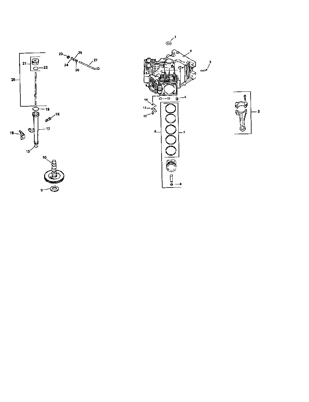 Crankcase Diagram and Parts List for CV674-75574  Kohler Engine