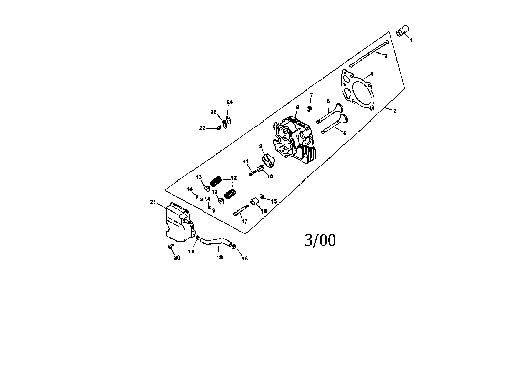 Cylinder head, valve and breather Diagram and Parts List for CV165S-43527  Kohler Engine