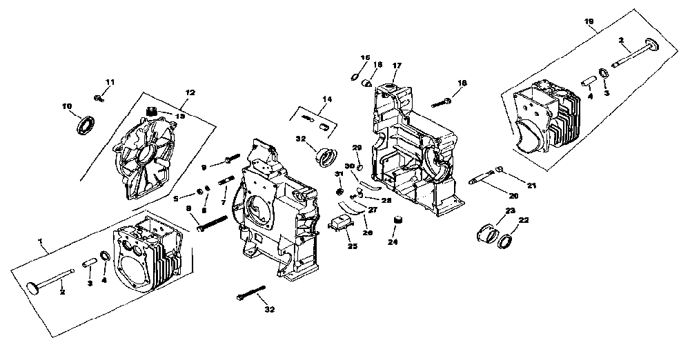 Crankcase Diagram and Parts List for M20QS-49634  Kohler Engine