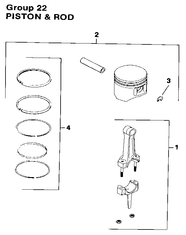Piston & rod Diagram and Parts List for M8ST-301609  Kohler Engine