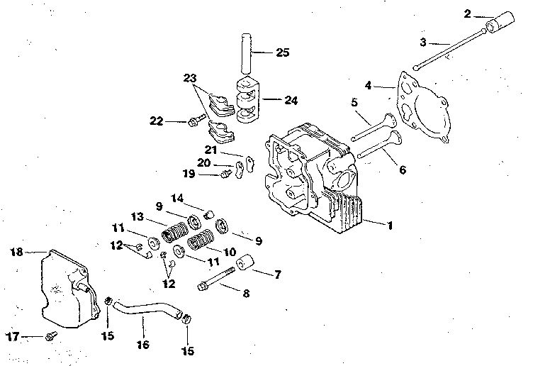 Cylinder Head/Valve/Breather Diagram and Parts List for CV125S-1247  Kohler Engine