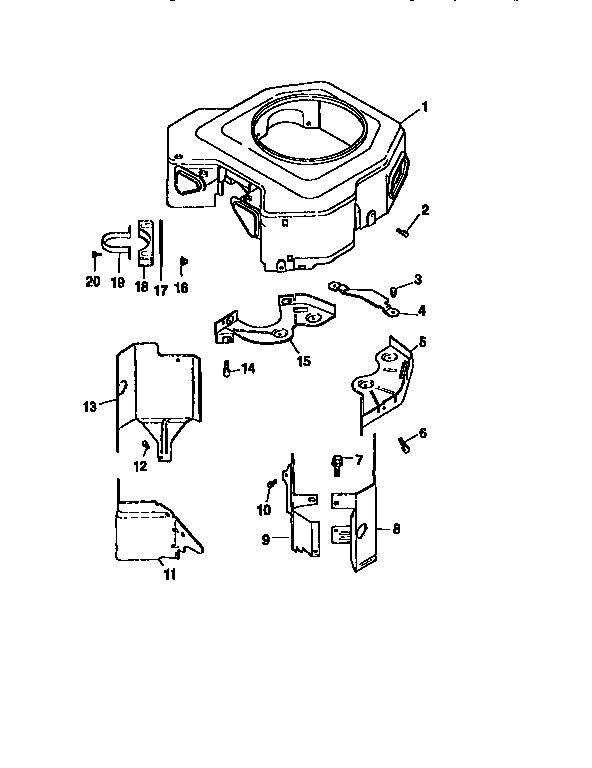 Blower housing and baffles Diagram and Parts List for CV20S-65538  Kohler Engine
