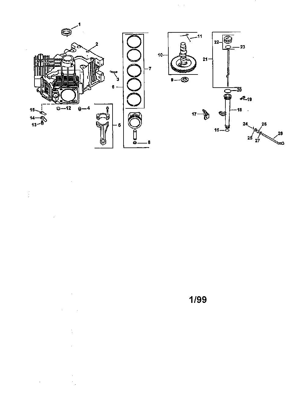 Crankcase Diagram and Parts List for CV20S-65551  Kohler Engine