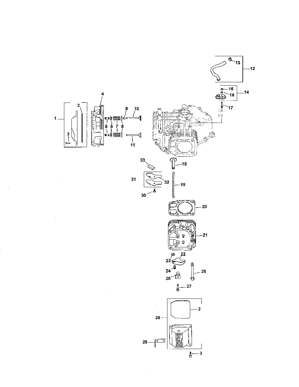 Cylinder head/valves/breather Diagram and Parts List for 752KSV7119  Kohler Engine