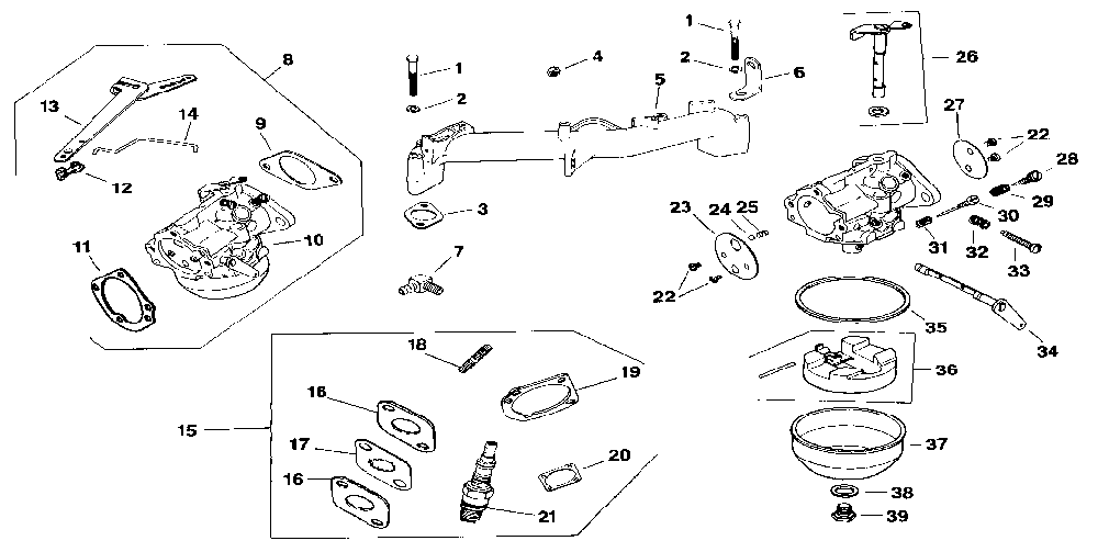 Carburetor Diagram and Parts List for M20QS-49622  Kohler Engine