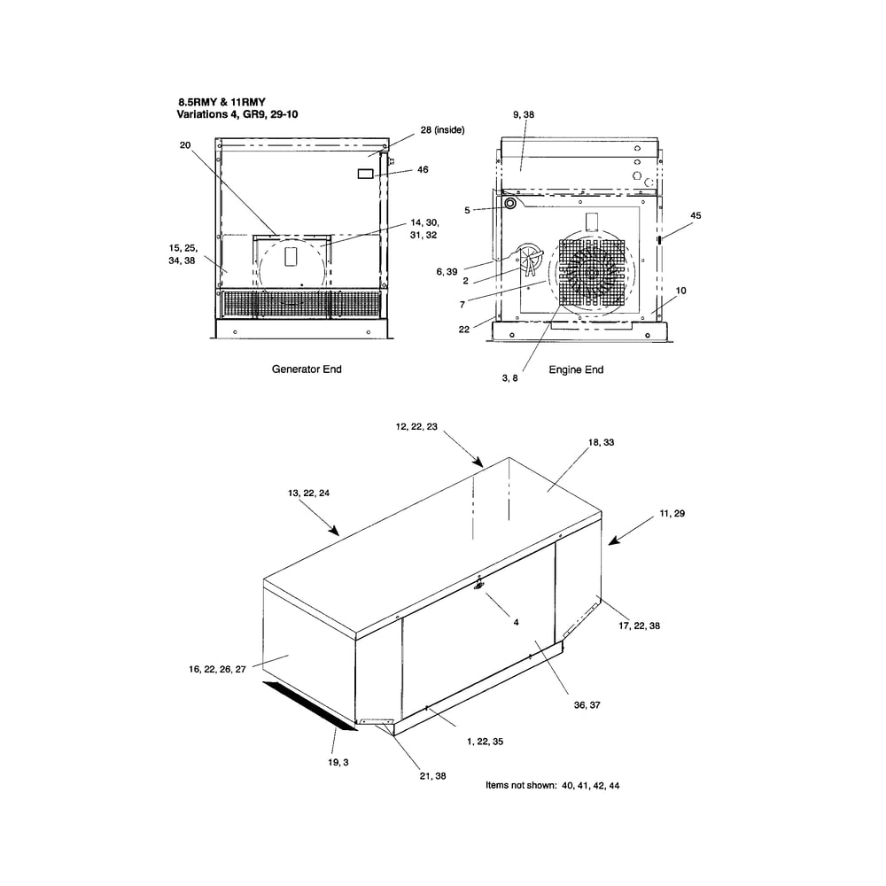 Housing And Mounting 2 Diagram and Parts List for 85-12RES  Kohler Generator