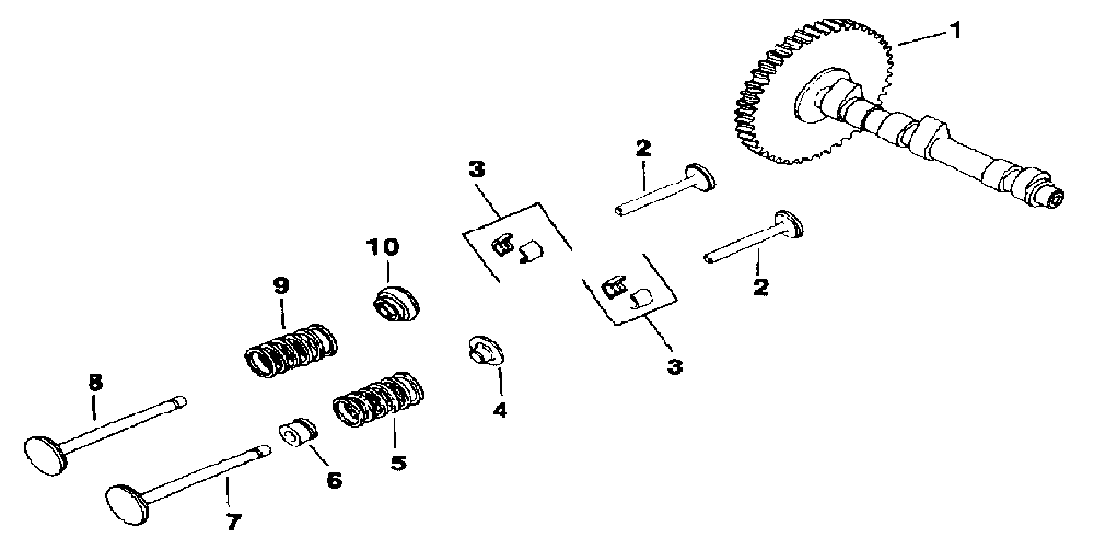 Camshaft and valves Diagram and Parts List for M20QS-49634  Kohler Engine