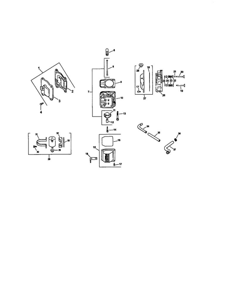 Cylinder Head, Valve And Breather Diagram and Parts List for CV22S-67555  Kohler Engine