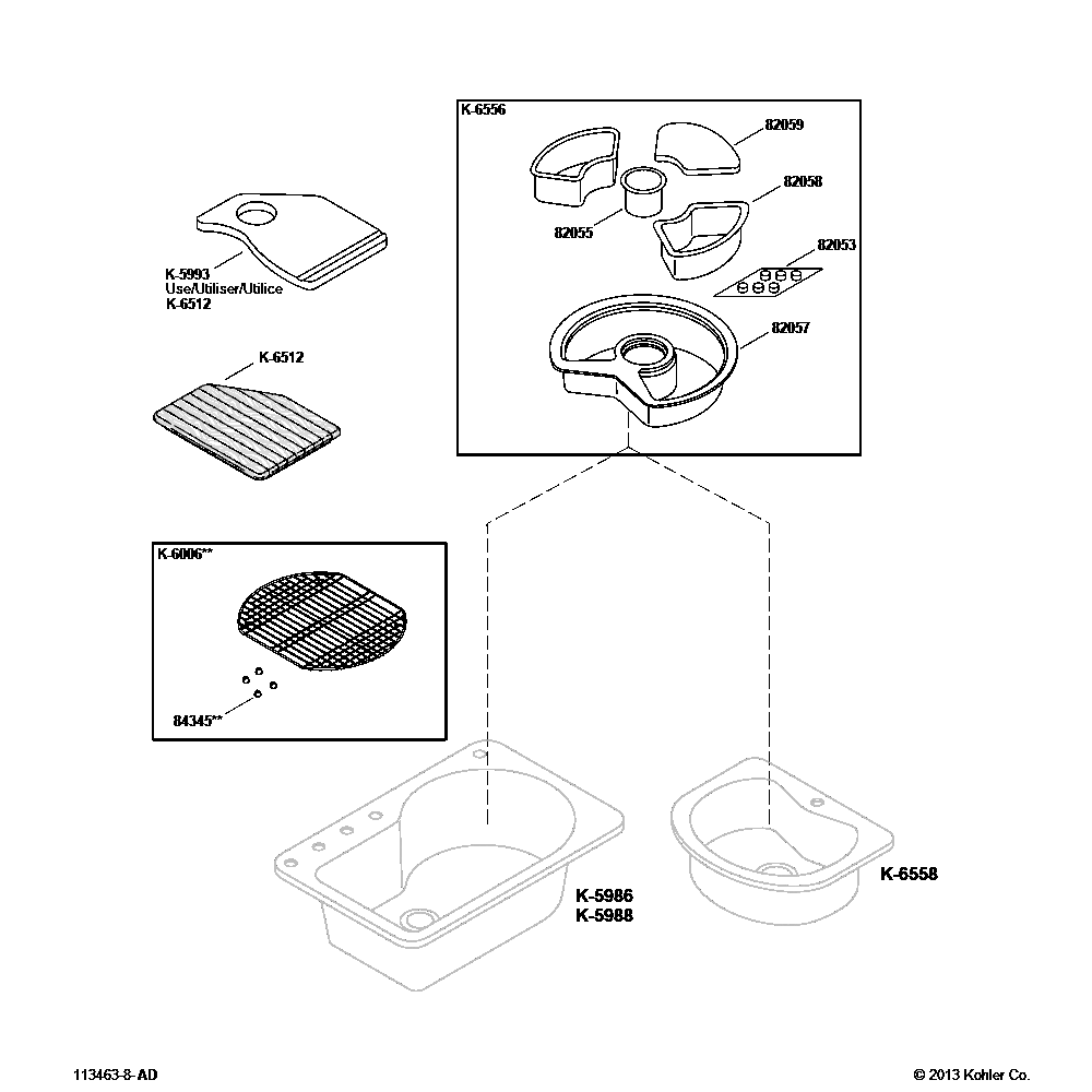 Sink Accessories 2 Diagram and Parts List for K-3191-ST  Kohler Miscellaneous