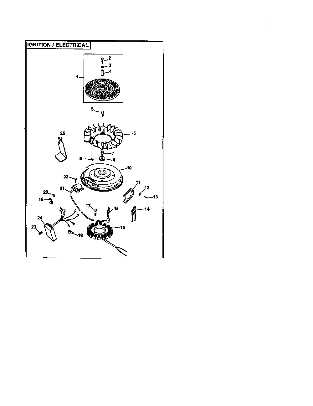 Ignition/electrical Diagram and Parts List for CV25S-6926  Kohler Engine