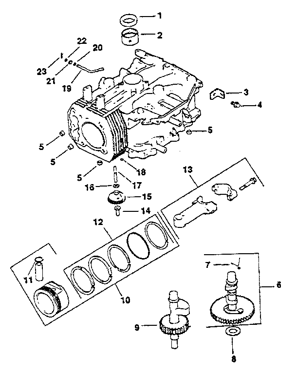 Crankcase Diagram and Parts List for CV125S-1438  Kohler Engine