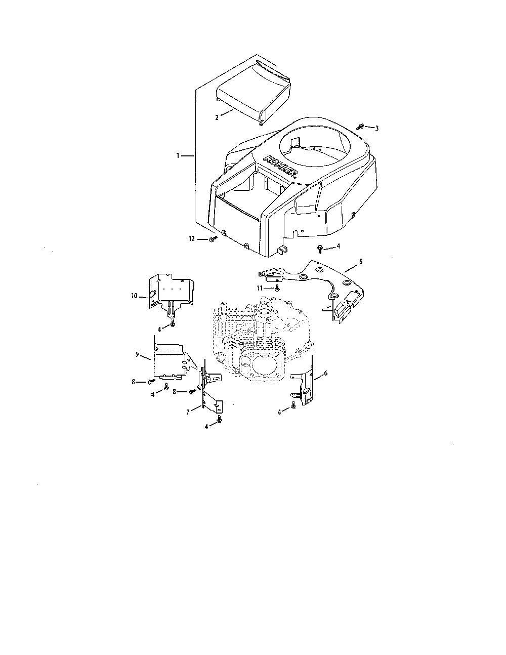 Blower housing/baffles Diagram and Parts List for 752KSV7311  Kohler Engine