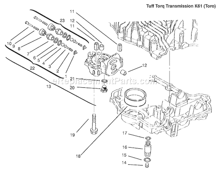 Center Case Diagram and Parts List for 72048 9900001-9999999 - 1999 Kohler Lawn Tractor