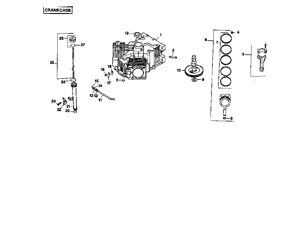 Crankcase Diagram and Parts List for CV20S-65544  Kohler Engine