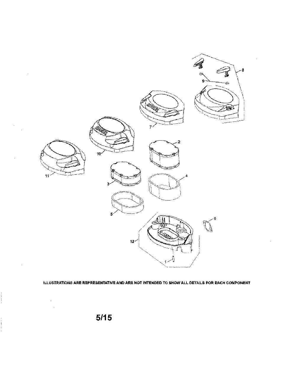 Air intake Diagram and Parts List for KT725-3040  Kohler Engine