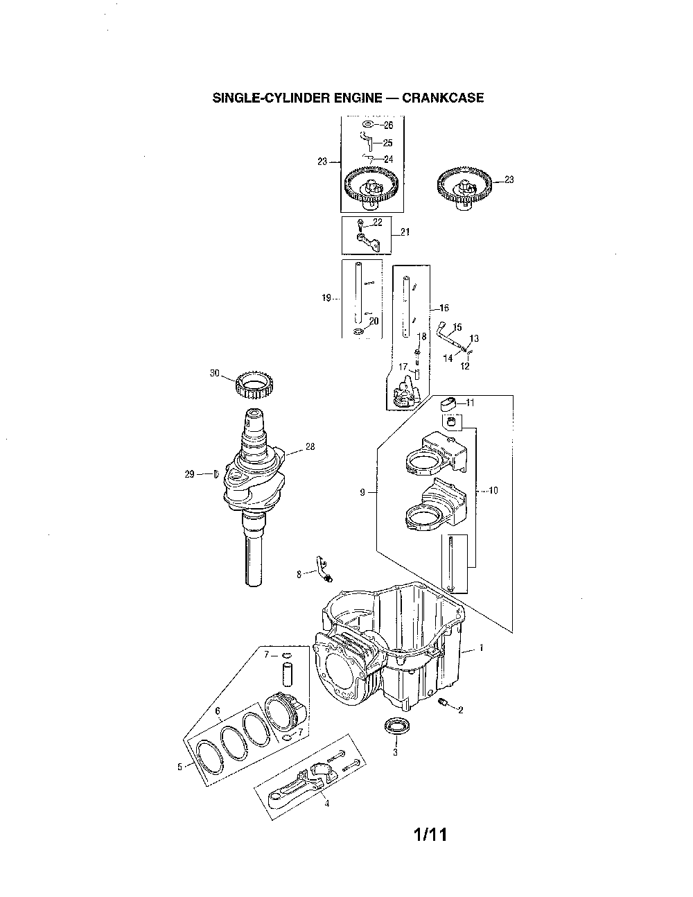 Crankcase Diagram and Parts List for 752KSV5903  Kohler Engine