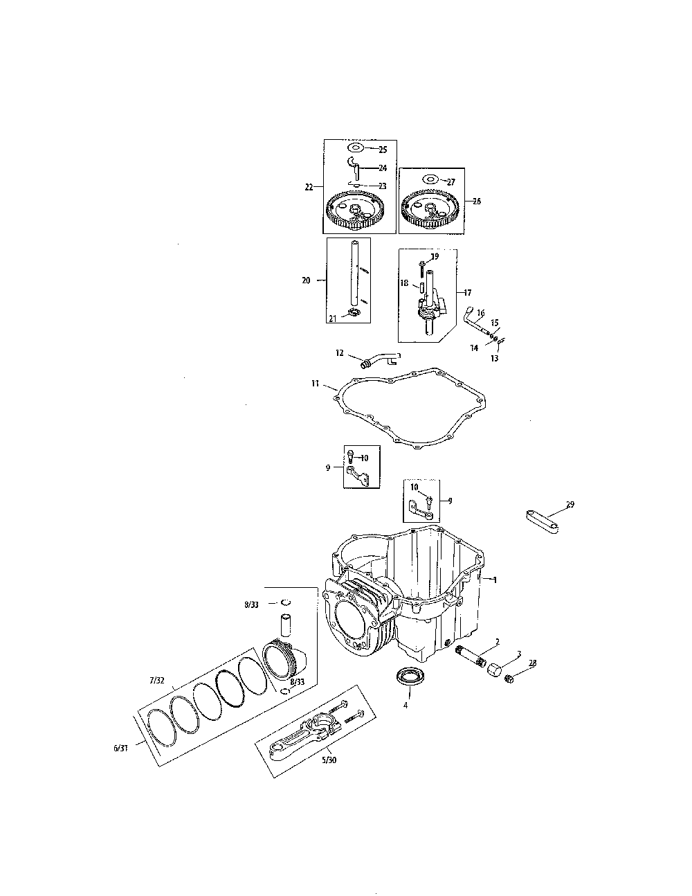 Crankcase Diagram and Parts List for 752KSV6000225  Kohler Engine