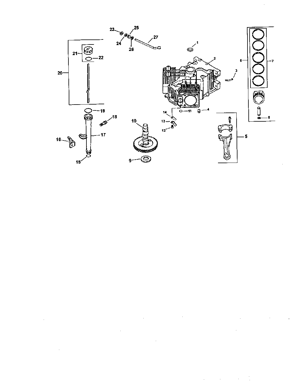 Crankcase Diagram and Parts List for CV740S-0005  Kohler Engine