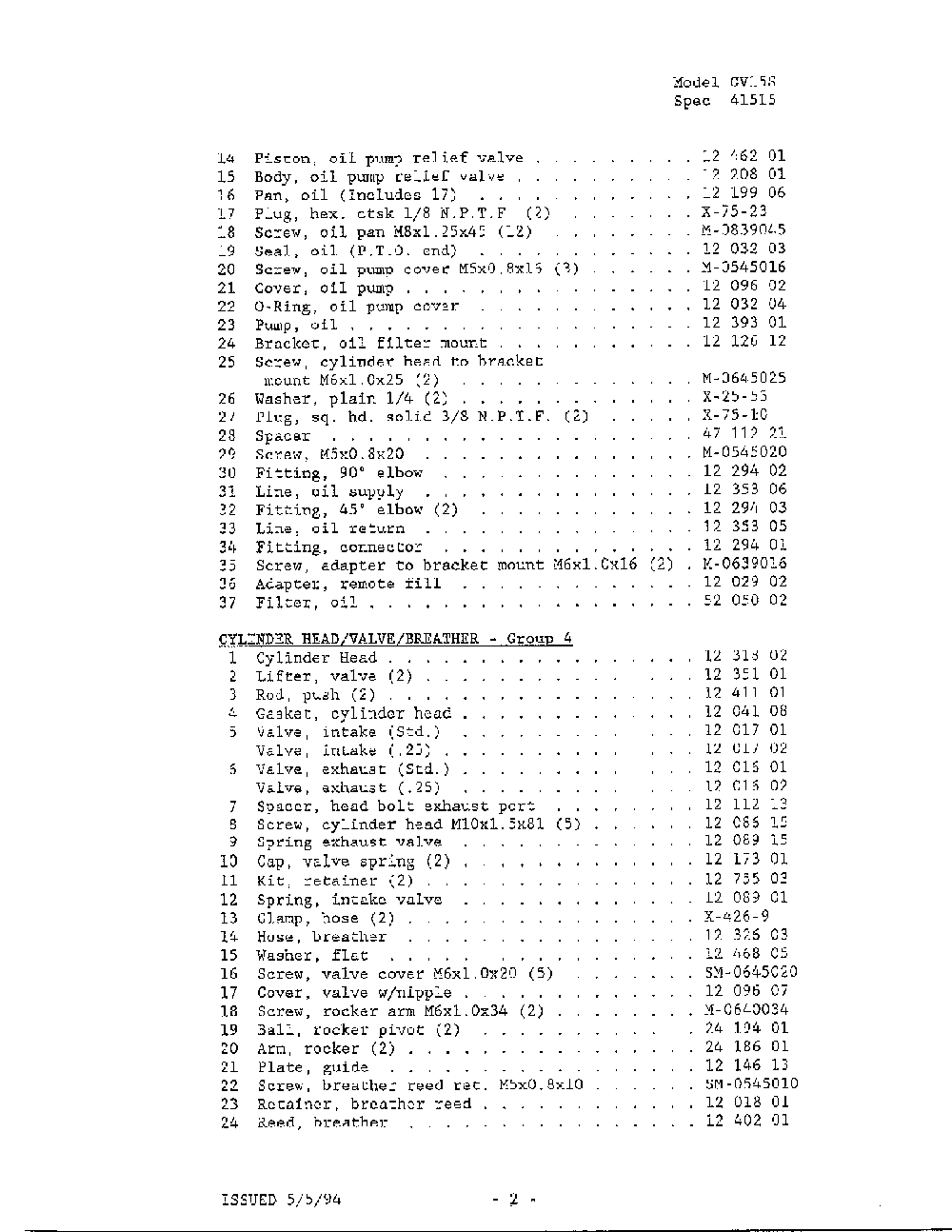 15hp kohler engine page 2 Diagram and Parts List for CV15S-41515  Kohler Engine