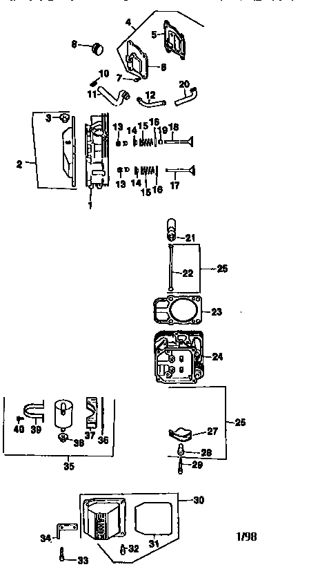 Cylinder head, valve, and breather Diagram and Parts List for CV18S-61554  Kohler Engine