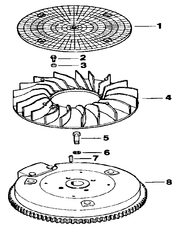 Flywheel Diagram and Parts List for MV18S-58556  Kohler Engine