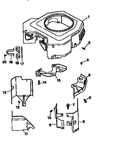 Blower housing and baffles Diagram and Parts List for CV18S-61554  Kohler Engine