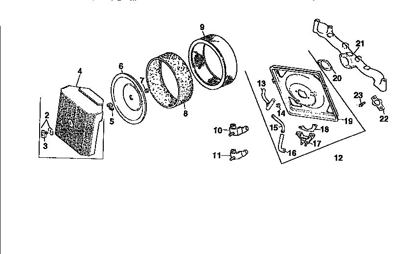 Air Intake Diagram and Parts List for CV22S-67527  Kohler Engine