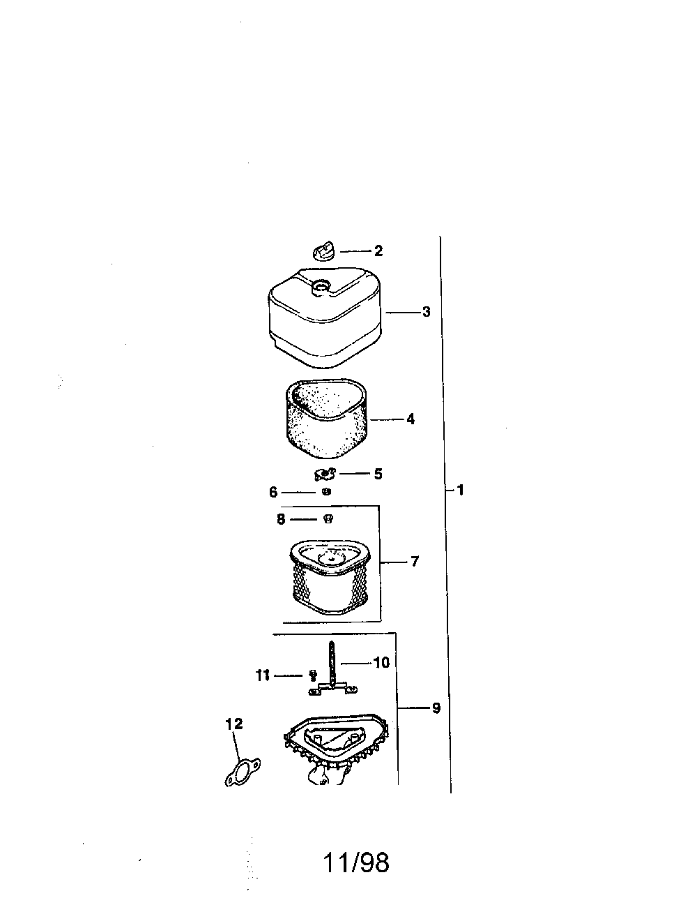 Air intake Diagram and Parts List for CV15S-41572  Kohler Engine