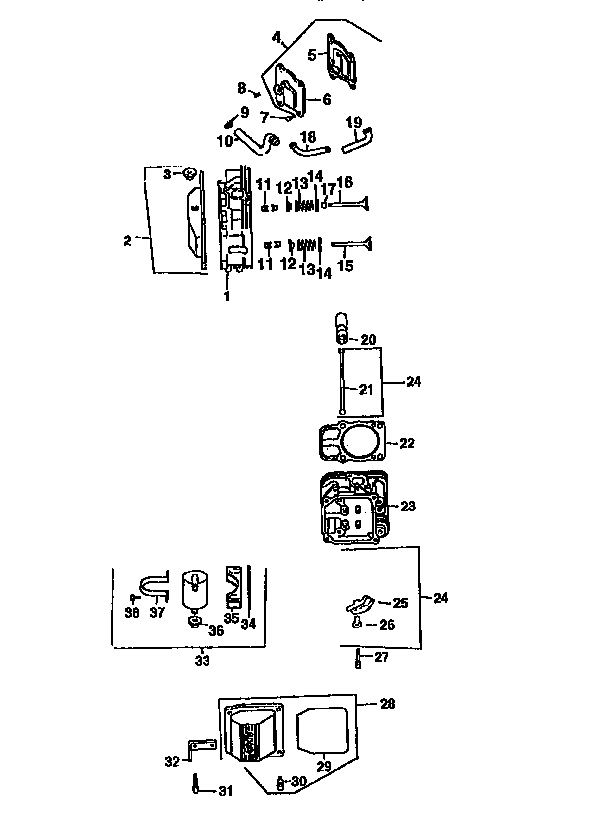 Cylinder head Diagram and Parts List for CV20S-65538  Kohler Engine