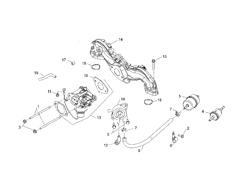Fuel system Diagram and Parts List for KT745-3023  Kohler Engine