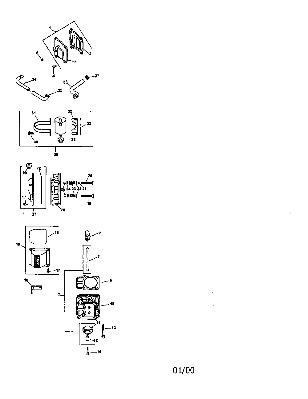Cylinder head valve/breather Diagram and Parts List for CV25S-69526  Kohler Engine