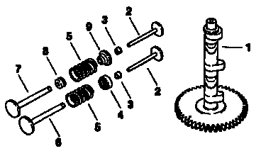 Camshaft and valves Diagram and Parts List for MV205-57527  Kohler Engine