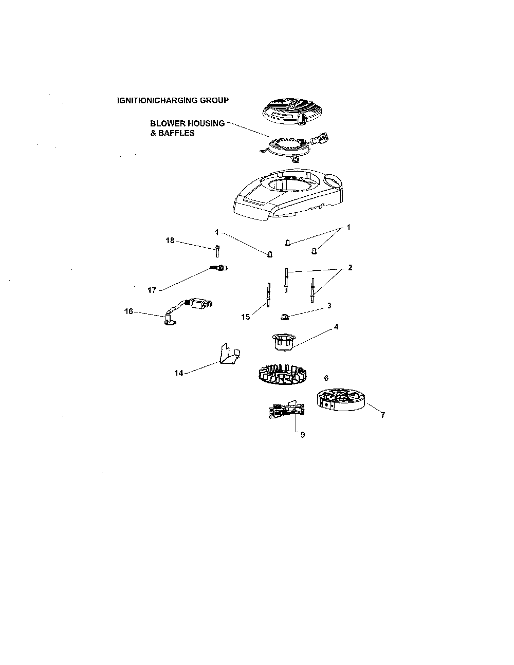 Ignition/charging Diagram and Parts List for PH-XT675-3043  Kohler Engine