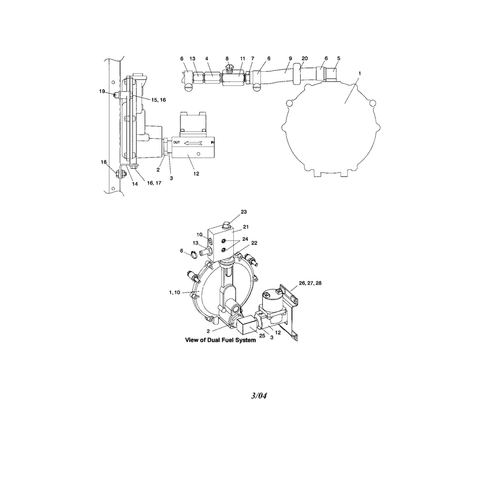 Fuel System Diagram and Parts List for 85-12RES  Kohler Generator