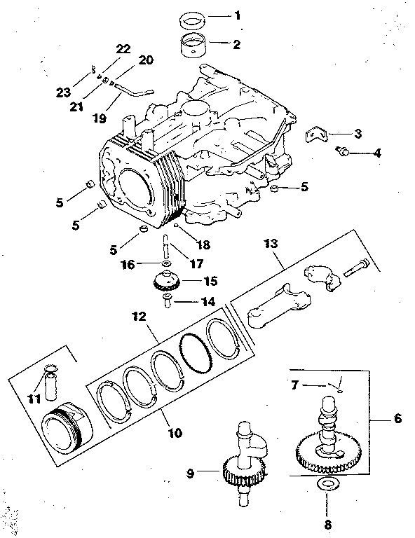 Crankcase Diagram and Parts List for CV125S-1247  Kohler Engine