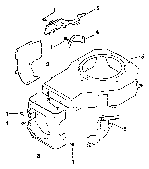 Blower housing and baffles Diagram and Parts List for CV125S-1438  Kohler Engine