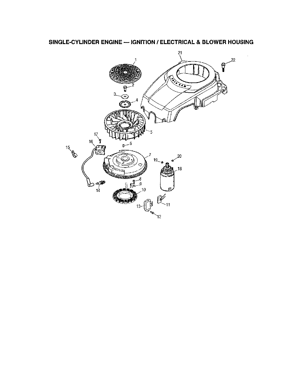 Ignition/electrical/blower housing Diagram and Parts List for 752KSV5903  Kohler Engine