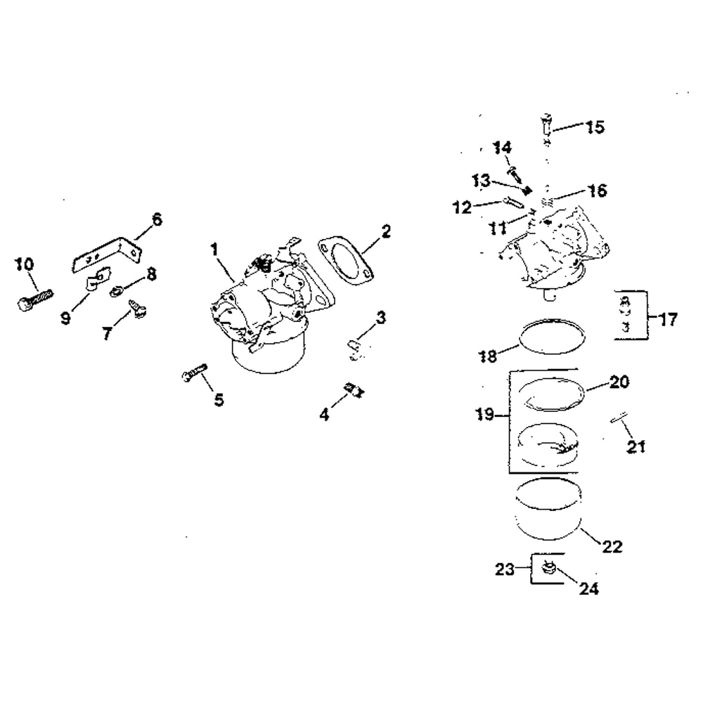 Group 5 Carburetor Diagram and Parts List for MV8-301500TO301532  Kohler Engine