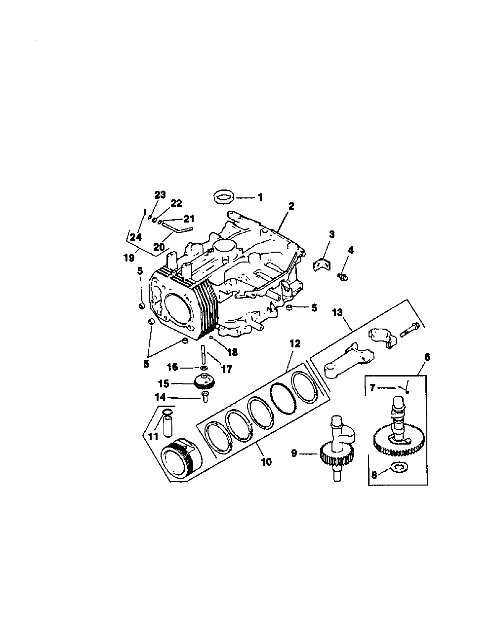 Crankcase Diagram and Parts List for CV15S-41572  Kohler Engine