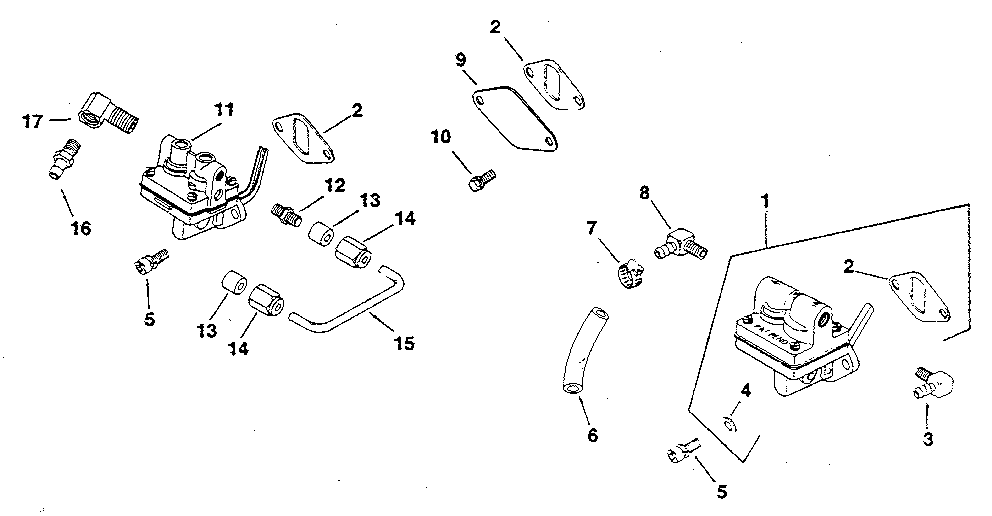 Group 14 fuel pump Diagram and Parts List for MV8-301500  Kohler Engine