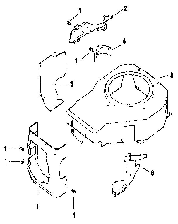 Blower Housing And Baffles Diagram and Parts List for CV14S-1445  Kohler Engine