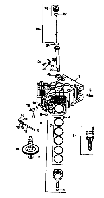 Crankcase Diagram and Parts List for CV20S-65534  Kohler Engine