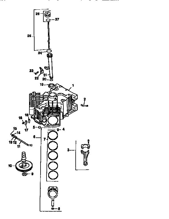 Crankcase Diagram and Parts List for CV22S-67515  Kohler Engine