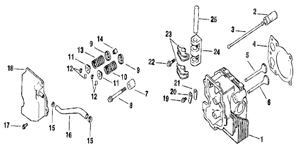 Cylinder Head, Valve And Breather Diagram and Parts List for CV14S-1445  Kohler Engine