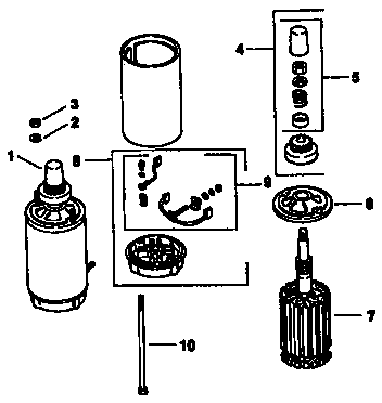 Electric starter Diagram and Parts List for MV205-57527  Kohler Engine