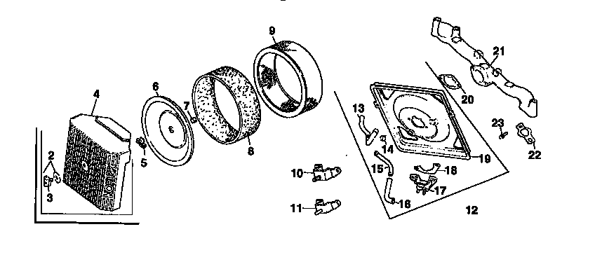 Air intake Diagram and Parts List for CV18S-61555  Kohler Engine
