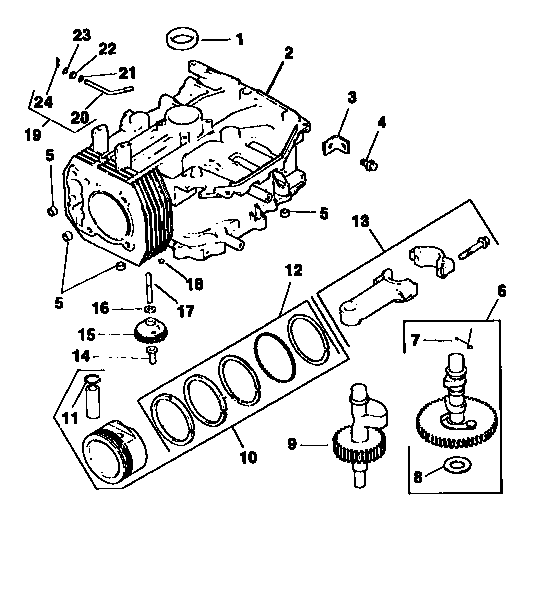 Crankcase Diagram and Parts List for CV15S-41565  Kohler Engine